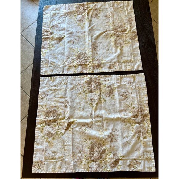 Cottage Core Shabby Chic Pottery Barn Linen Floral Standard Pillow Shams 2